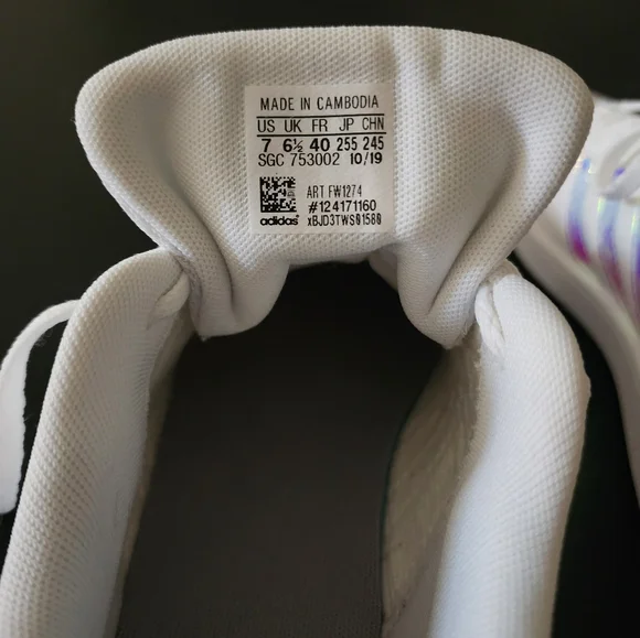 Adidas Grand Court Sneakers White w/Iridescent Stripes - Picture 7 of 9